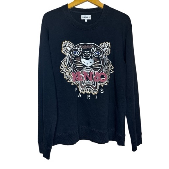 Kenzo Paris Black Tiger Embroidered Sweatshirt Large - Picture 1 of 7